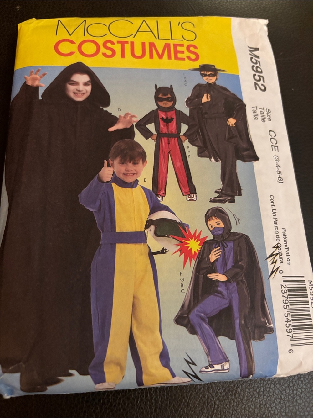 Halloween costumes McCall's pattern M5952, a children's and boys' sewing pattern